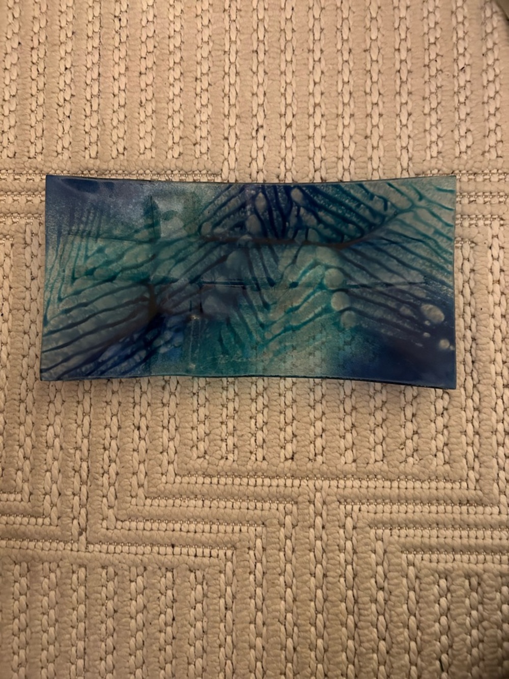 Y2K Early 2000s Early 00s Inspired Blue Patterned Rectangular Plate/Serving Dish